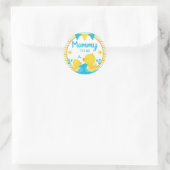 Geel & Blauwe Rubber Eendje Stippen Moeder word Ronde Sticker (Tas)