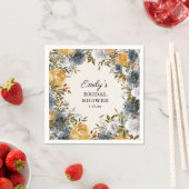 Geel Blauwe Waterverf Floral Vrijgezellenfeest Servet (Insitu)