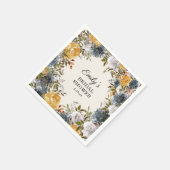 Geel Blauwe Waterverf Floral Vrijgezellenfeest Servet (Hoek)