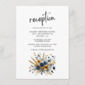 Geel Blauwe Wildbloemen Elegante bruiloft receptie Informatiekaartje (Voorkant)