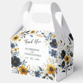 Geel Blauwe Wildbloemen Elegante Grote Bruiloft Bedankdoosjes (Achterkant)