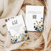 Geel Blauwe Wildbloemen Formeel Bruiloft Hotel Informatiekaartje