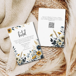 Geel Blauwe Wildbloemen Formeel Bruiloft Hotel Informatiekaartje
