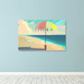 Geel, Blauwgroen en perzik zandstrand Canvas Afdruk (Insitu (Houten vloer))