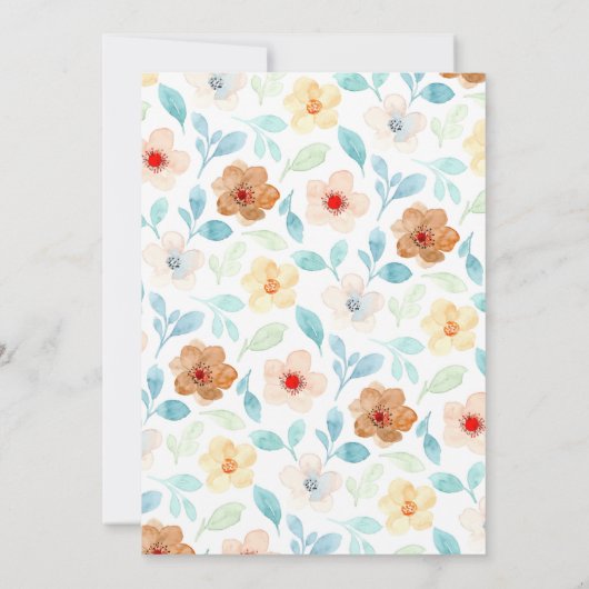 Geel Blauwgroen Floral Elegant Script 70th Birthda Kaart (Achterkant)