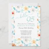 Geel Blauwgroen Floral Elegant Script 95th Birthda Kaart (Voorkant)