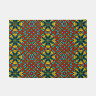 Geel Blauwgroen Rood Patroon Modern Boho Tribal Ho Deurmat