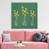 Geel blij Billy Button bloemen Australische kunst Canvas Afdruk (Insitu (Woonkamer))