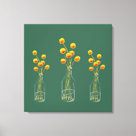 Geel blij Billy Button bloemen Australische kunst Canvas Afdruk