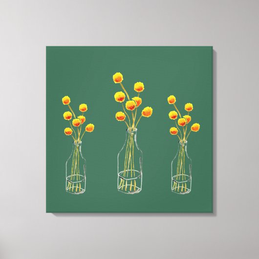 Geel blij Billy Button bloemen Australische kunst Canvas Afdruk (Voorkant)