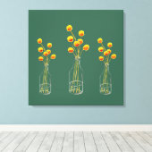 Geel blij Billy Button bloemen Australische kunst Canvas Afdruk (Insitu (Houten vloer))