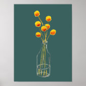 Geel blij Billy Button bloemen Australische kunst Poster (Voorkant)