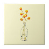 Geel blij Billy Button bloemen Australische kunst Tegeltje (Voorkant)