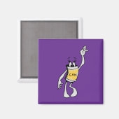 Geel Blik Monster Vierkante Magneet (Voorkant / Achterkant)