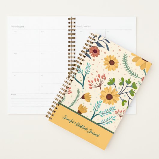  Geel Bloem Aangepaste Dankbaarheid Journal Planner (Display)