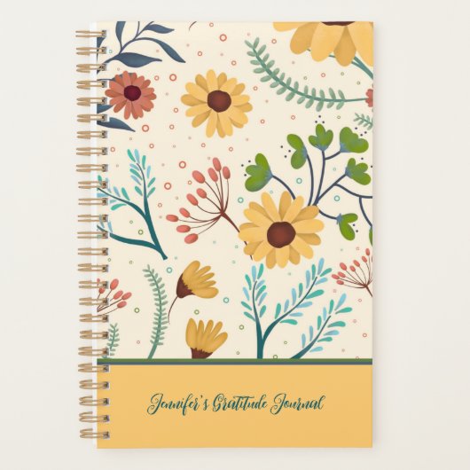 Geel Bloem Aangepaste Dankbaarheid Journal Planner (Voorkant)
