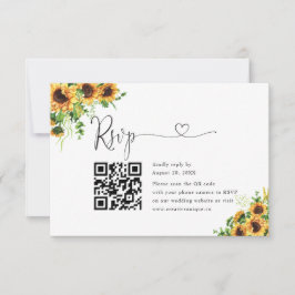 Geel Bloem Bruiloft Website QR Code RSVP Kaartje