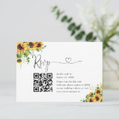 Geel Bloem Bruiloft Website QR Code RSVP Kaartje (Staand voorkant)