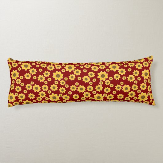 Geel Bloem Motief | Geel Daisy Patroon Lichaamskussen (Achterkant)