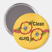 Geel Bloem Schoon Vuil Vaatwasser Magneet (Voorkant / Achterkant)