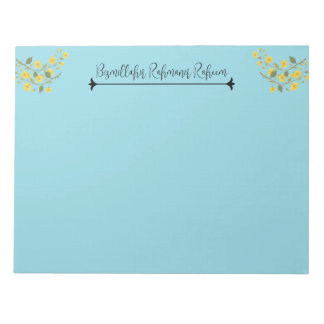 Geel Bloemblauw Bismillahir Rahmanir Raheem Notitieblok