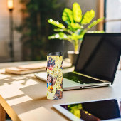 Geel Bloemen 6 foto's Collage & aangepaste tekst Thermosbeker