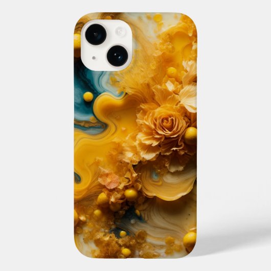 Geel Bloemen Abstract Behang Case-Mate iPhone Case (Achterkant)