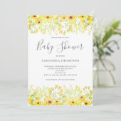 Geel Bloemen Baby shower Kaart (Staand voorkant)