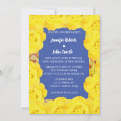 Geel Bloemen Blauw Roos QR Code Huwelijk Kaart (Voorkant)