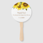 Geel Bloemen Boho Zonnebloem Baby shower Handwaaier (Achterkant)