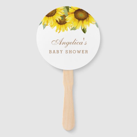 Geel Bloemen Boho Zonnebloem Baby shower Handwaaier (Voorkant)
