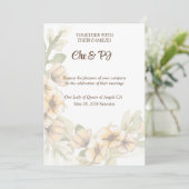 Geel Bloemen Bruiloft Thema Kaart (Staand voorkant)