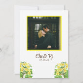 Geel Bloemen Bruiloft Thema Kaart (Achterkant)