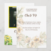 Geel Bloemen Bruiloft Thema Kaart (Voorkant / Achterkant)