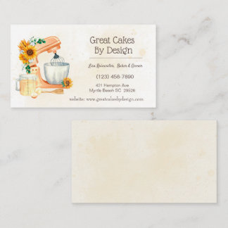 Geel Bloemen Cake Baker Visitekaartjes