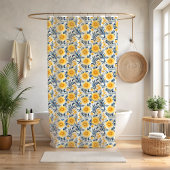 Geel Bloemen Cottagecore douchegordijn
