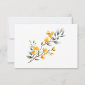 Geel Bloemen Diner Keuzes Bruiloft RSVP Kaart (Achterkant)