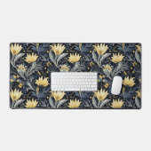 Geel Bloemen Donker Art Nouveau Patroon Bureaumat (Keyboard & Muis)