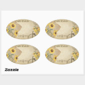 Geel Bloemen Franse Post Kaart Scrapbook Ovale Sticker (Vel)