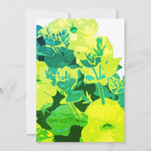 Geel Bloemen Groen Blauw Bladeren Art Boho Bruilof Kaart (Achterkant)