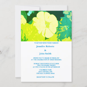 Geel Bloemen Groen Blauw Bladeren Art Boho Bruilof Kaart