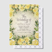 Geel Bloemen Groen Goud Glitter Vellum Huwelijk Vellum Uitnodigingen (Offset (Uitnodiging))