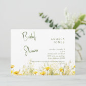 Geel Bloemen & Groen Modern Vrijgezellenfeest Kaart (Staand voorkant)