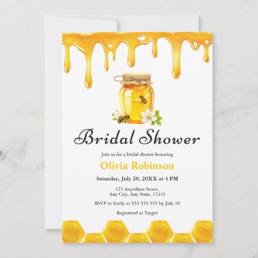 Geel Bloemen Honing Bijen Vrijgezellenfeest Kaart (Voorkant)