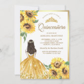 Geel Bloemen Jurk Zonnebloemen Goud Quinceanera Kaart (Voorkant)