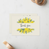 Geel Bloemen Lijst Sympathie Dank u kaart Notitiekaartje (Voorkant / Achterkant in situ)