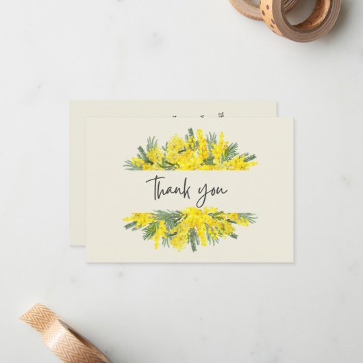 Geel Bloemen Lijst Sympathie Dank u kaart Notitiekaartje (Voorkant / Achterkant in situ)