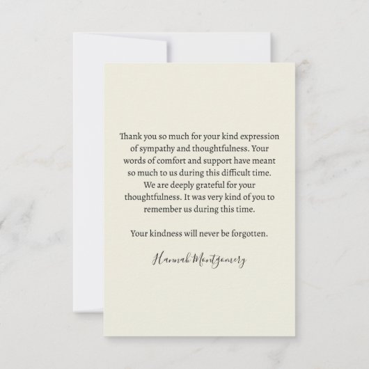 Geel Bloemen Lijst Sympathie Dank u kaart Notitiekaartje (Achterkant)