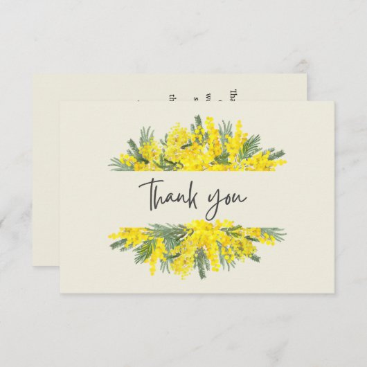 Geel Bloemen Lijst Sympathie Dank u kaart Notitiekaartje (Voorkant / Achterkant)