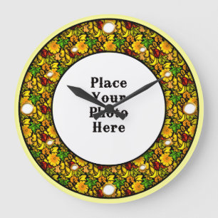 Geel Bloemen Lijst Uw Foto Muur Klok